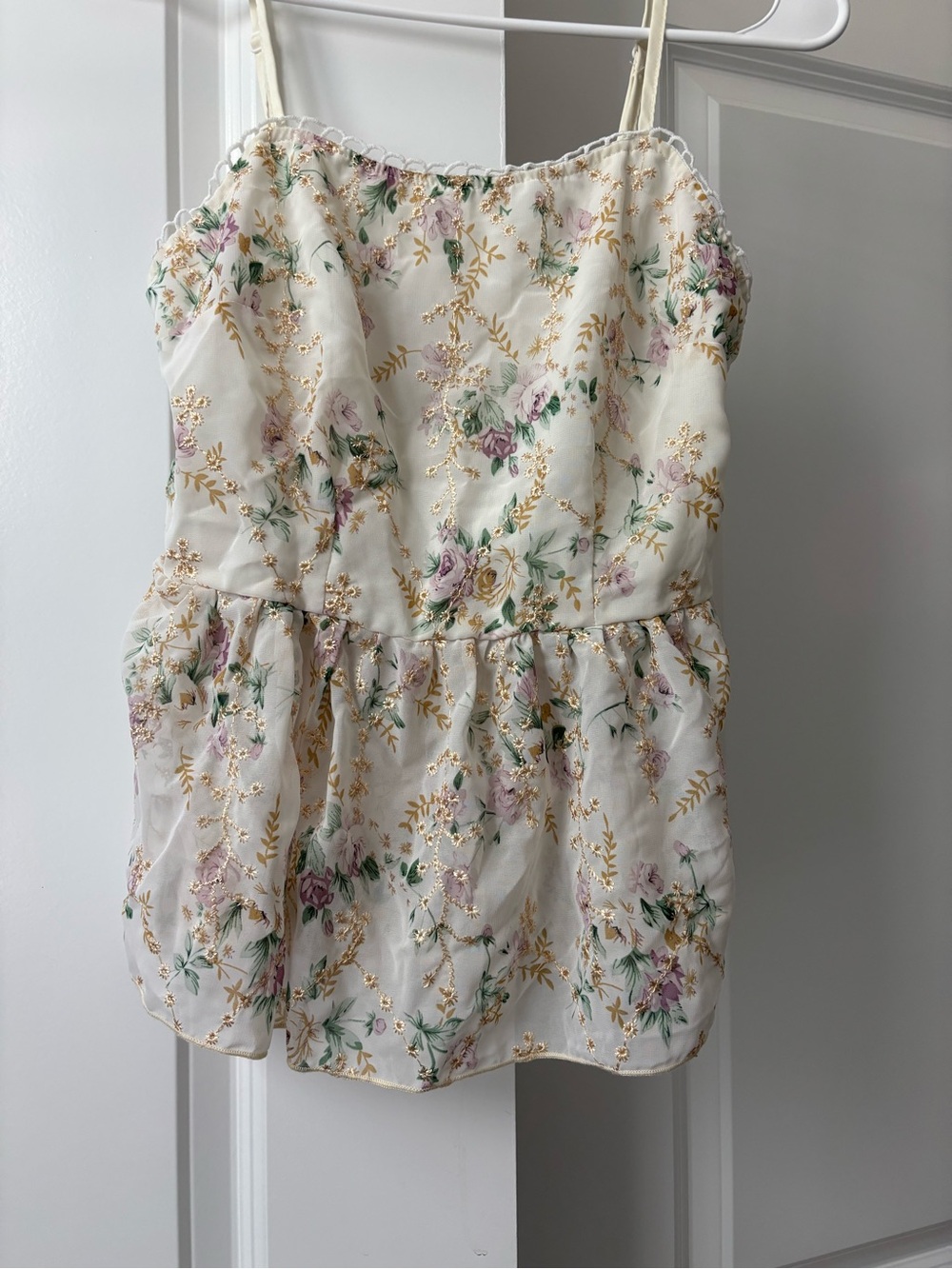SHEIN Cream Floral Embroidered Camisole Top